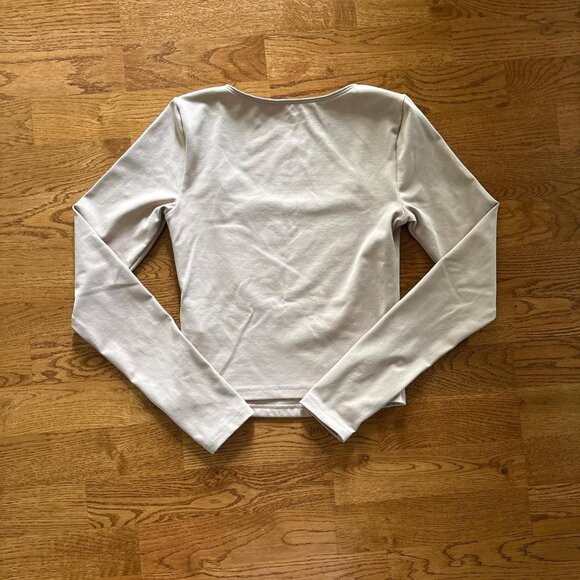 abercrombie seamless long sleeve tan beige xs soft fitted square neck shirt top - Picture 4 of 5